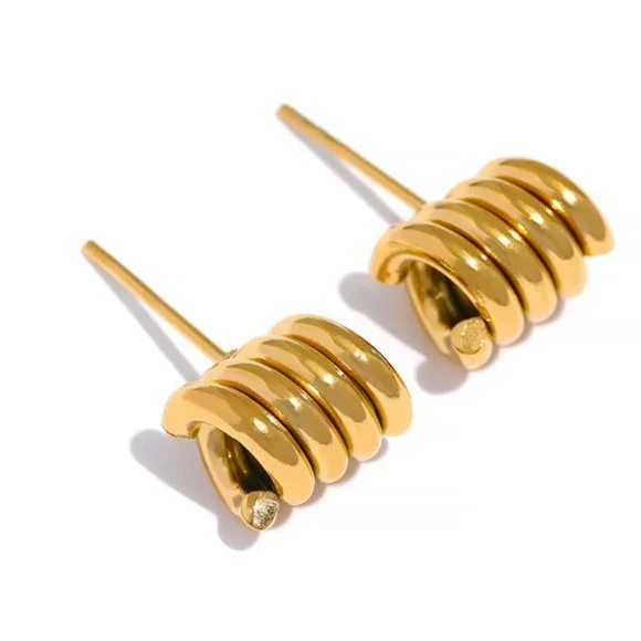 New 18K Gold  Silver Twisted Stud Earrings - Picture 3 of 17